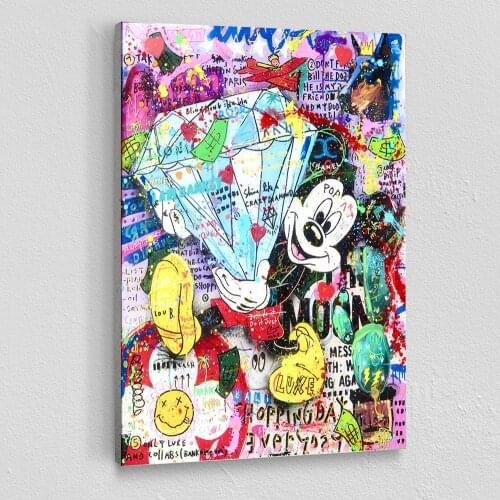 Disney Diamond Mickey Graffiti Art Canvas Paintings on the Wall Art Posters and Prints Luxury Street Art Pictures Home Decor