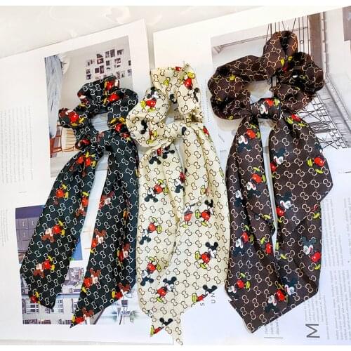 Disney Girl Mickey Minnie Mouse Large Intestine Hair Rope Rubber Band Hair Circle Lady Ribbon Hair Ring Accessories