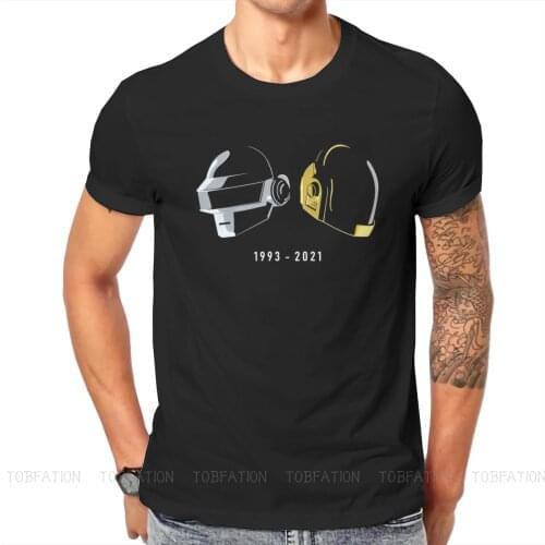 Daft Punk Electronic Music Band Tribute Helmet Art Essential T Shirt Homme High Quality Tshirt Loose Crewneck Men Clothing