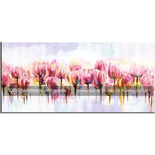 Big Size Modern Impression Oil Painting on Canvas Hand Painted Pink Flower Oil Paintings for Living Room Landscape Painting