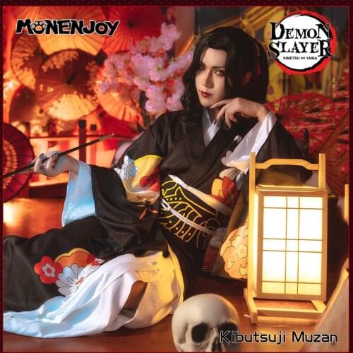 Monenjoy Demon Slayer Kibutsuji Muzan Cosplay Kimono Cos Costume Sets