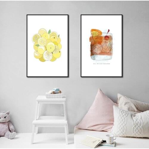 Lemon And Lemonade Canvas Print Poster Frameless Style For Use In Milk Tea Shop, Kitchen And Household Goods