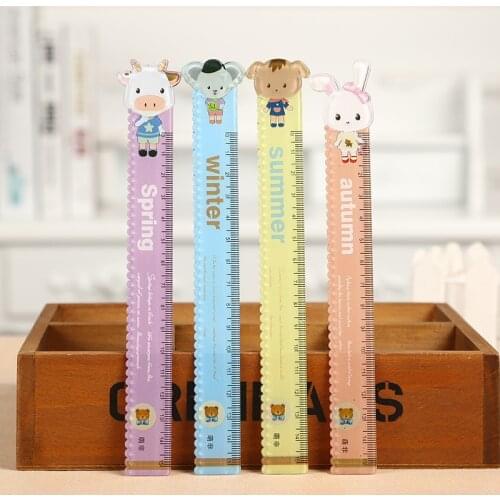 15cm Cartoon Animal Ruler Wavy Line Cute Rabbit Student Plastic Ruler Tool Drawing Tool School Supply