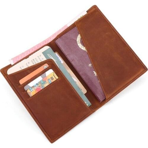 Men Genuine Leather Passport Case Man Card Holder Vintage Natural Crazy Horse Leather Russian Passport Cover Drop Ship