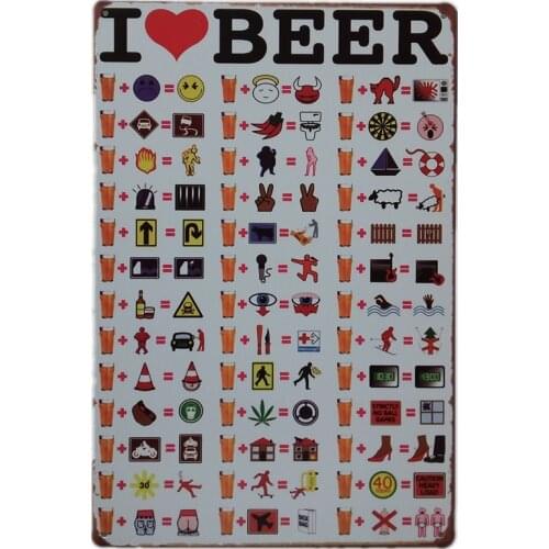 I Love Beer Wine Vintage Metal Poster Tin Signs Whiskey Wall Poster Pub Bar Decoration Retro Art Plate 20x30cm