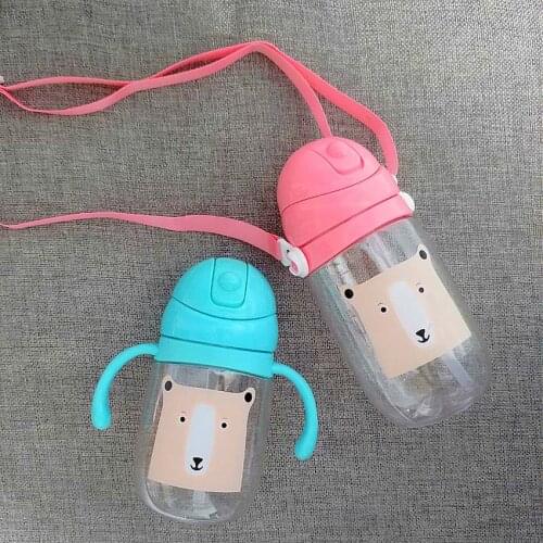 NEW BPA Free Baby Training Drinking Bottle Unbreakable Plastic Bottle Feeding Milk Portable Flip Lid Drink with Straw CUP