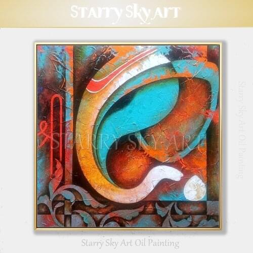 Pop Fine Art Hand-painted High Quality Modern Abstract Geneisha Oil Painting Kinds of Indian God Elephant Geneisha Picture Decor