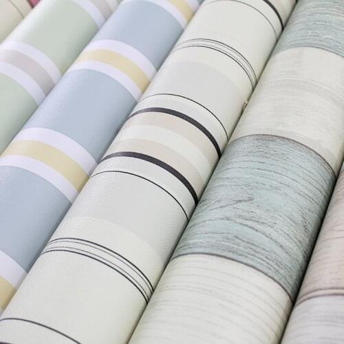 PVC waterproof Striped Wallpaper Self Adhesive Wall Stickers Roll Furniture Desktop Wardrobe Cabinet Door Contact Paper Decor