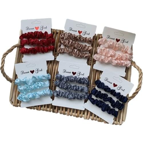 Molans 3Pcs/set Solid Color Scrunchies Hair Bow Rope Rubber Bands for Women Elastic Hair Bands Ponytail Hair Accessories
