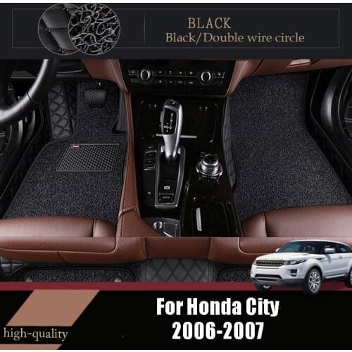Luxury Double Layer Wire Loop Car Floor Mats Carpets For Honda City 2007 2006 Auto Interior Accessories Leather Waterproof Rugs