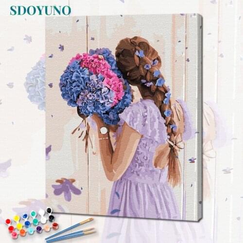 SDOYUNO 60x75cm Paint By Numbers For Adult Women DIY Oil Painting By Numbers On Canvas Figure Number Painting Home Decor
