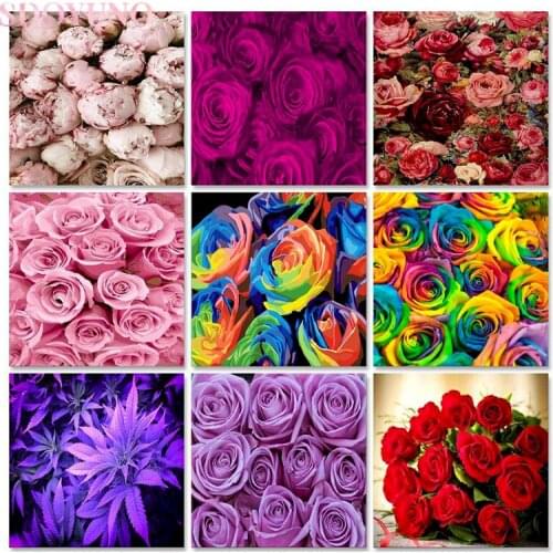SDOYUNO Rose Flowers Frame Painting By Numbers Oil Coloring By Numbers Acrylic Paint Wall Art Diy Gift For Home Decors