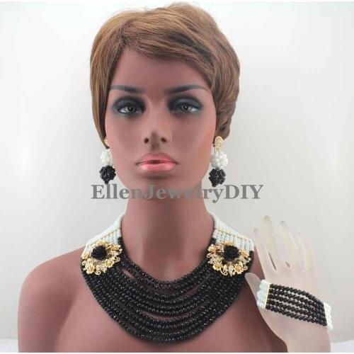 Stylish African nigerian Wedding bridal beads Jewelry Set African style Crystal beaded necklace women Jewelry Set W13346
