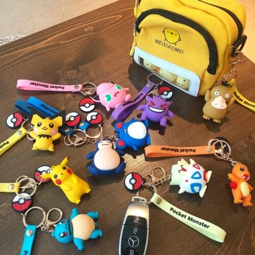 TAKARA TOMY New PokEmon PIKACHU Keychain Female Cartoon Cute Pikachu Key Chain Bag Pendant Gift