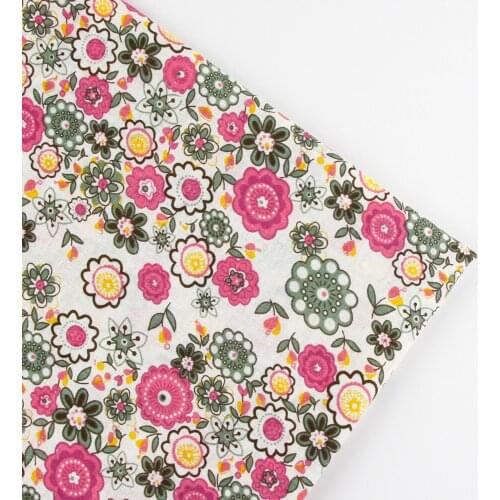 0.5 meter width 156cm RED vintage flower Print Plain100% Cotton Fabric for Home Textile Patchwork Quilted Fabrics