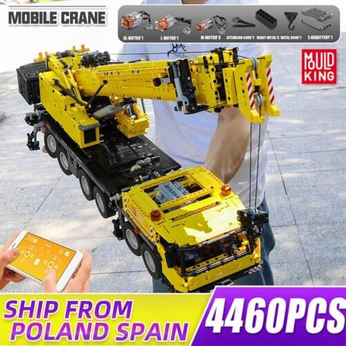 MOULD KING High-Tech Building Blocks The APP RC Motorized Yellow GMK Crane Assembly Bricks Kids Educational Toys Christmas Gifts