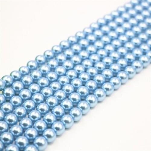 Wholesale Light Sky Blue Imitation Round Shell Pearl Beads 4mm6mm8mm10mm12mm Factory Outlet Fashion Jewelry Making 15inch Y09