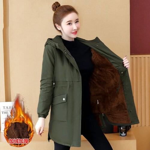 Mid-length Windbreaker For Women 2020 Autumn Winter New Casual Thicken Parkas Jacket Female Fus Fleece Cotton Padded Coat H166