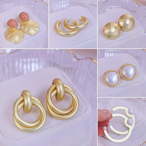 New Fashion Earrings For Women Big Geometric Statement Gold Metal Stud Earrings 2021 Trendy Earrings Jewelry Accessories