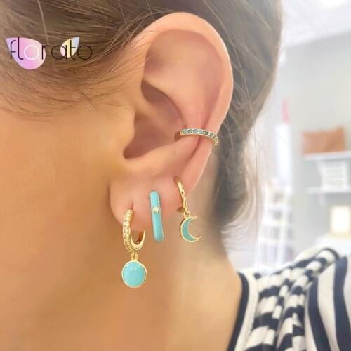 925 Sterling Silver Ear Buckle Colorful Enamel Round Glaze Hoop Earrings For Women Simple Geometric Earrings Trend Jewelry