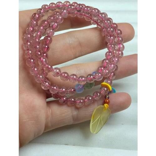 Natural strawberry crystal bracelet handmade charm bracelet for women real amber bracelet for women bangles women accessories 6m