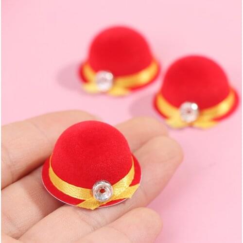 1PC 1:12 Dollhouse Miniature Doll Hat Fashion Cap Red Bowler Hat Doll Decor Accessories Kids Toy Gift