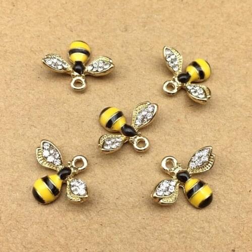 10pcs 14x17mm enamel bee charm for jewelry making cute earring pendant bracelet necklace charms diy design charms