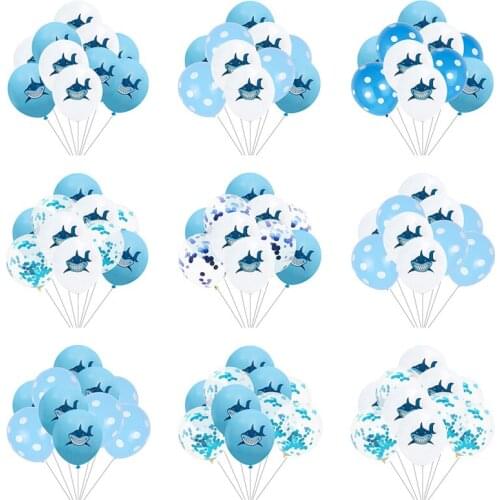 10pcs 12inch Shark Confetti Balloon Animal Print Latex Balloons Sea Theme Kids Birthday Party Decorations Baby Shower Supplies