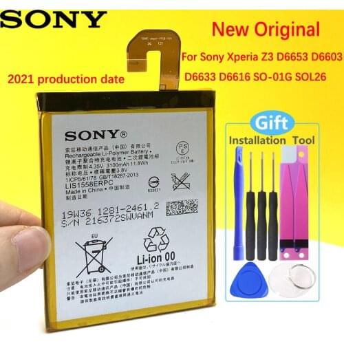 100% Original Sony Xperia Z3 L55T L55U D6653 D6603 D6633 D5803 D5833 D6616 D6708 Cell phone LIS1558ERPC 3100mAh Battery