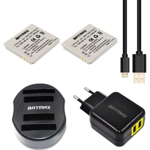 2pcs NB-4L NB 4L Battery+USB Dual 4 Port Charger for Canon 50 80 75 100 110 120 130 IS 117 220 230 255 HS SD780 SD960+AC Adapter