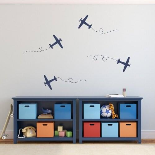 4pcs/set DIY Airplane Wall Sticker For Kids Room Boys Bedroom Nursery Wall Decals Poster Removable Vinyl Wall Art Mural S860