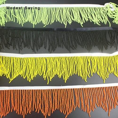 5 Yards Black 8.5cm Beaded Fringe Trim Ribbon Sewing Tassel Fringe Trimming Latin Dress Drama Evening Gowns Garment Accessories