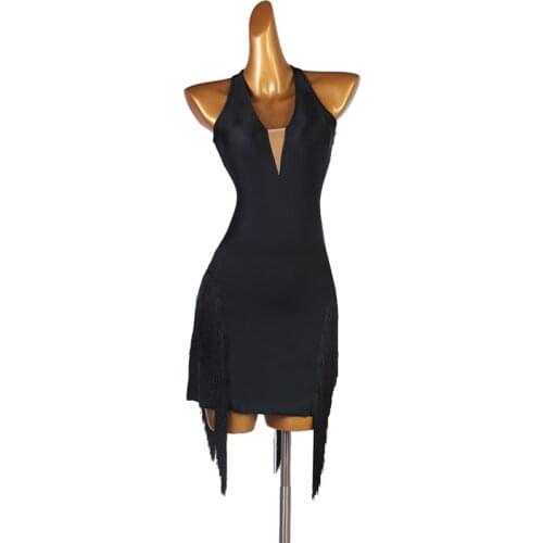 Fringe Women Latin Dance Dress Tassel V Neck Latin Dancing Practise Cloth Samba Tango Chacha Dancing Performamnce dress