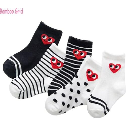 Bamboo grid Short Socks For Girls