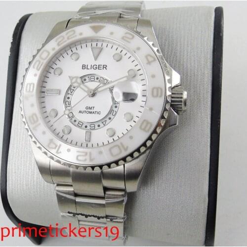 White dial stainless steel strap 43mm MINGZHU 5833 automatic movement date sapphire glass