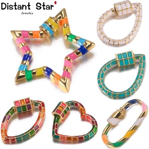 Distant DIY Jewelry Making Clasps Enamel Oval Shaped Spiral Lock Clasps Carabiner Smooth Copper Clasp Necklace Bracelet Making