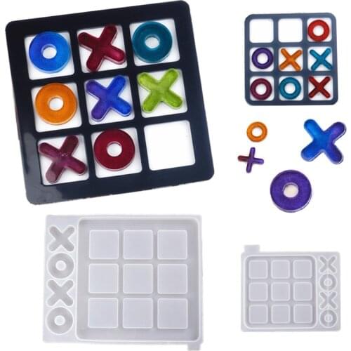2 Types Tictactoe Resin Molds OX Chess Epoxy Silicone Molds Noughts and Crosses Xs and Os Game Silicone Moulds