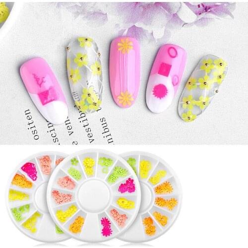 3Box Nail Mix Flower Heart Polish Gel Polish Tip Pressed on Nail Design Fluorescent Color Daisy Rose Paper Autumn Manicure Decor