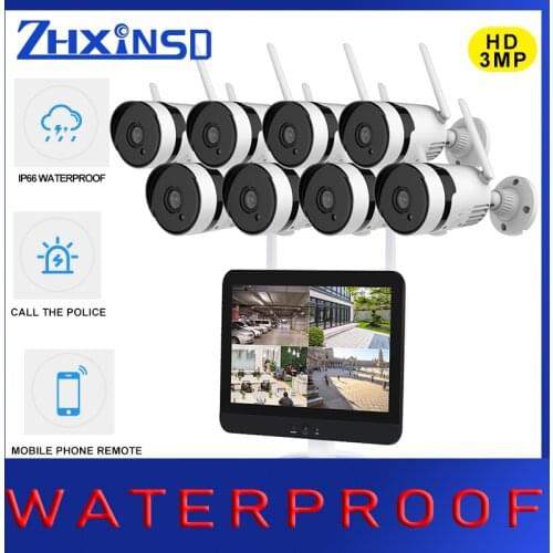 ZHUHUIFEI 8CH Video Surveillance Kit 1296P WIFI CCTV System Monitor NVR Camera Security System Waterproof Night Vision APP