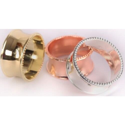 6pcs/lot Hotel explosion napkin ring beads side round gold and silver scarf circle Korean napkin buckle banquet napkin ring