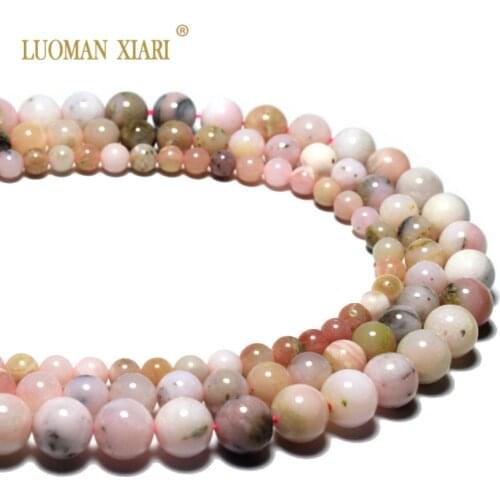 Wholesale AAA+ Round Natural Imported Pink Opal Gem Stone Beads For Jewelry Making DIY Bracelet Necklace 6/8/10 mm Strand 15