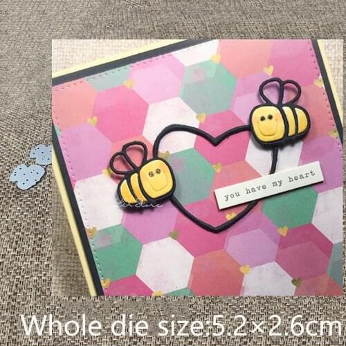 XLDesign Craft Metal Cutting Dies stencil mold 2pcs lovely bees decoration scrapbook Album Paper Card Craft Embossing die cuts
