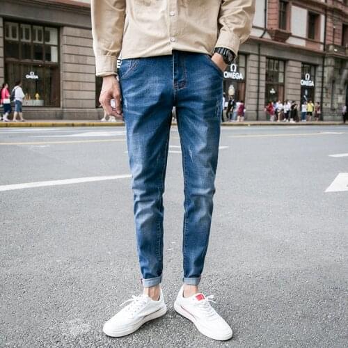 Mens Jeans casual cotton Denim straight cotton loose work long pants jeans blue black pants For 4 seasons TP8037