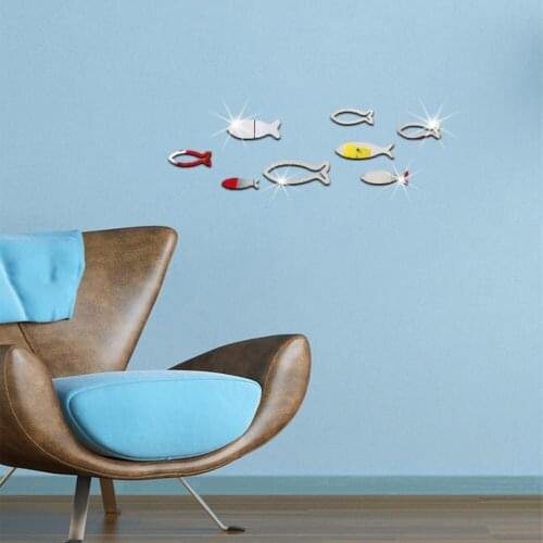 Funlife Home decoration underwater world fish mirror stickers bathroom living room bedroom decoration 3D stereo wall stickers