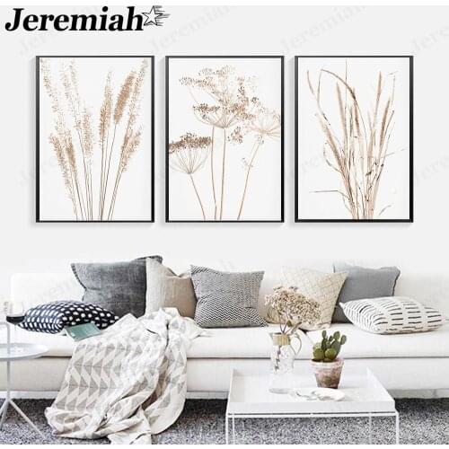 Nordic Plant Canvas Poster Simple Dried Flower Reed Wheat Scandinavian Style Picture Wall Art Living Room Home Decoration