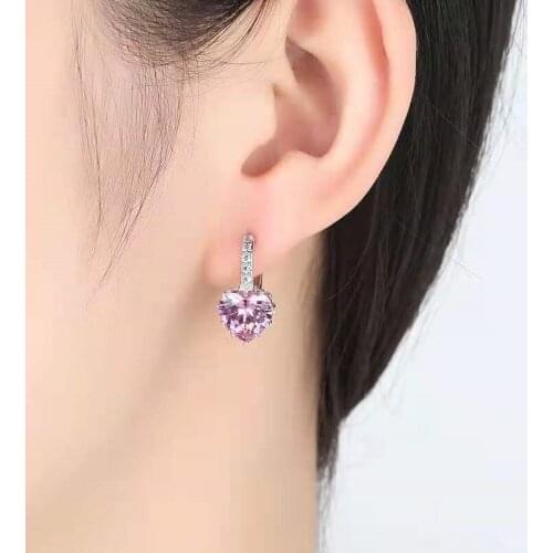 Wholesale 3 pairs of classic heart zircon ear studs shiny crystal zircon multi-color earrings ladies fashion jewelry new