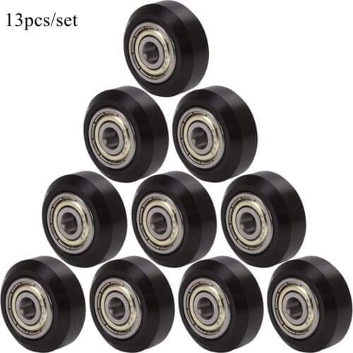 13pcs CNC Openbuilds Plastic POM Wheel with 625zz Idler Pulley Gear Passive Round/V-Slot Perlin Pulley Wheel for CR10 Ender 3