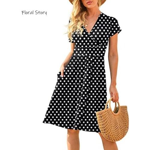 Dress FLORAL STORY 2021 Womens Flower Printed Dresses Tie Dyed Summer Short Dress Woman Short-sleeves Clothing Fashion Clothes