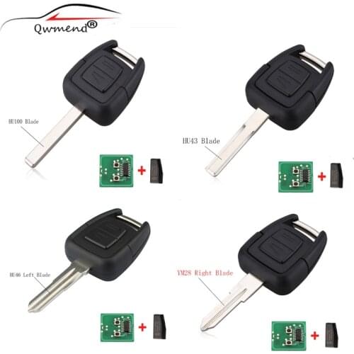 QWMEND 2Buttons Remote key 433Mhz Transponder ID40 Chip For Opel Vauxhall Vectra Zafira OP1 24424723 HU43 HU100 YM28 HU46 Blade