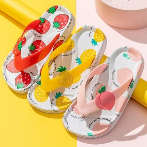 Cartoon Fruit Pattern Flip Flops Kids Summer Children Slippers Girls Beach ShoesTravel Light Portable Sandals